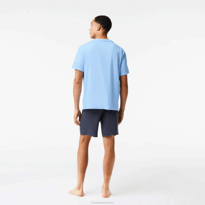 hombres Lacoste 6F241622 azul caqui verde gris oscuro 8z0 pijama corto de terciopelo con logo