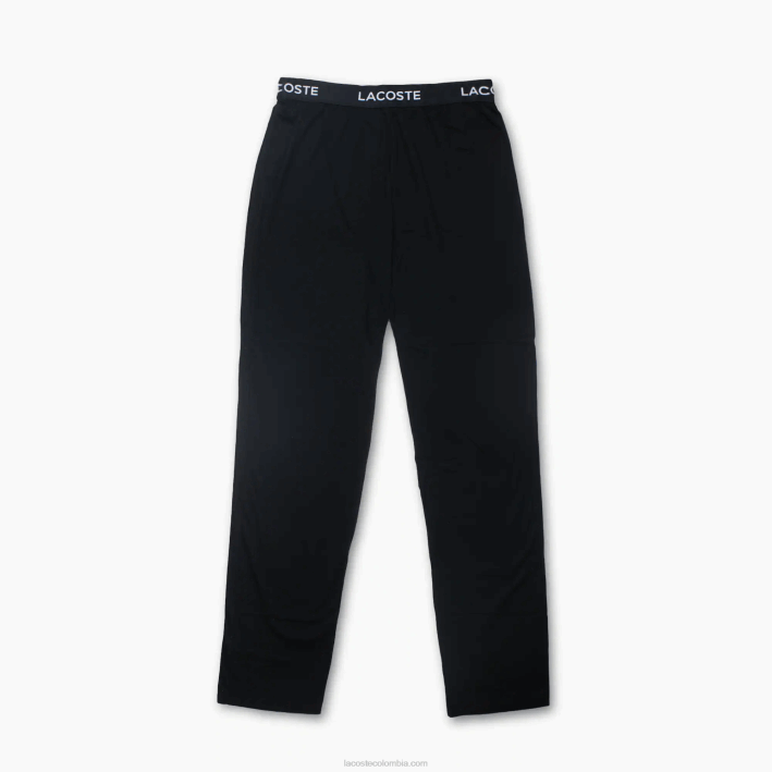 hombres Lacoste 6F24555 negro 031 pantalones de pijama de punto de algodón ultrasuave