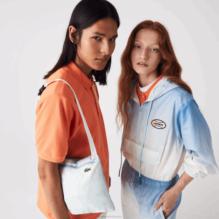 hombres Lacoste 6F241280 azul blanco turquesa 3ux cortavientos tipo jersey con luz en vivo