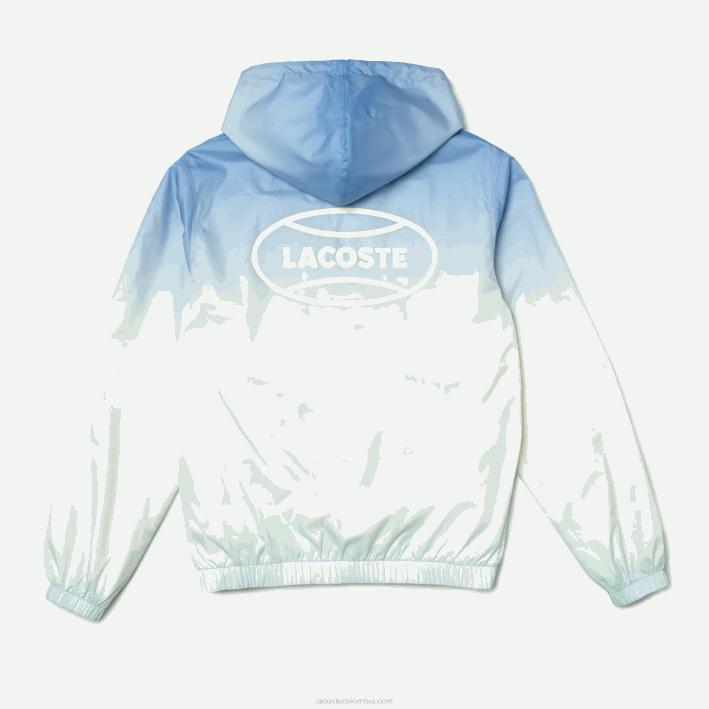 hombres Lacoste 6F241280 azul blanco turquesa 3ux cortavientos tipo jersey con luz en vivo