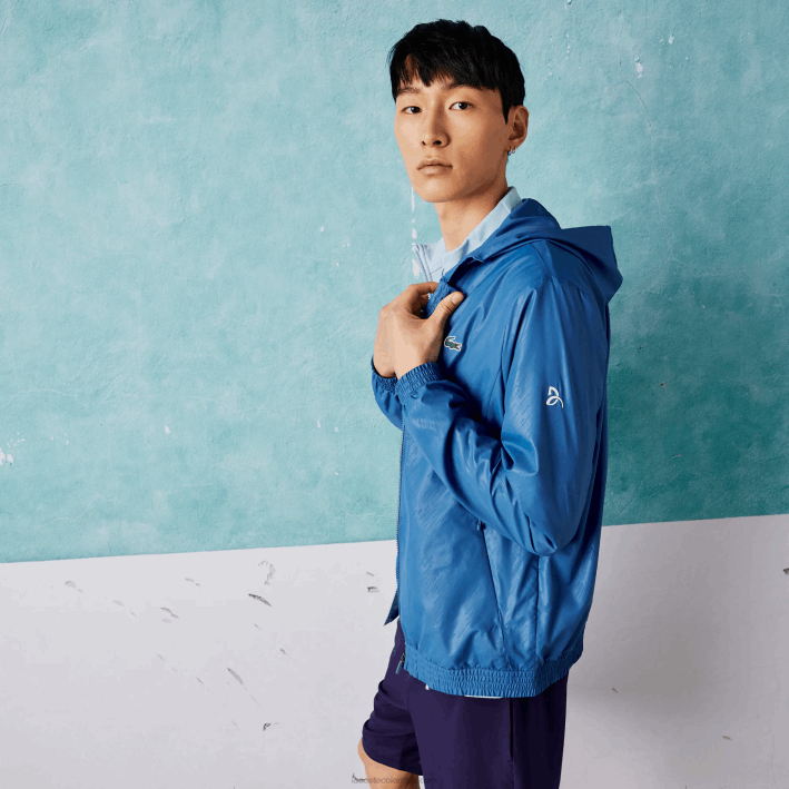hombres Lacoste 6F241298 azul blanco q6t rompevientos sport novak djokovic repelente al agua