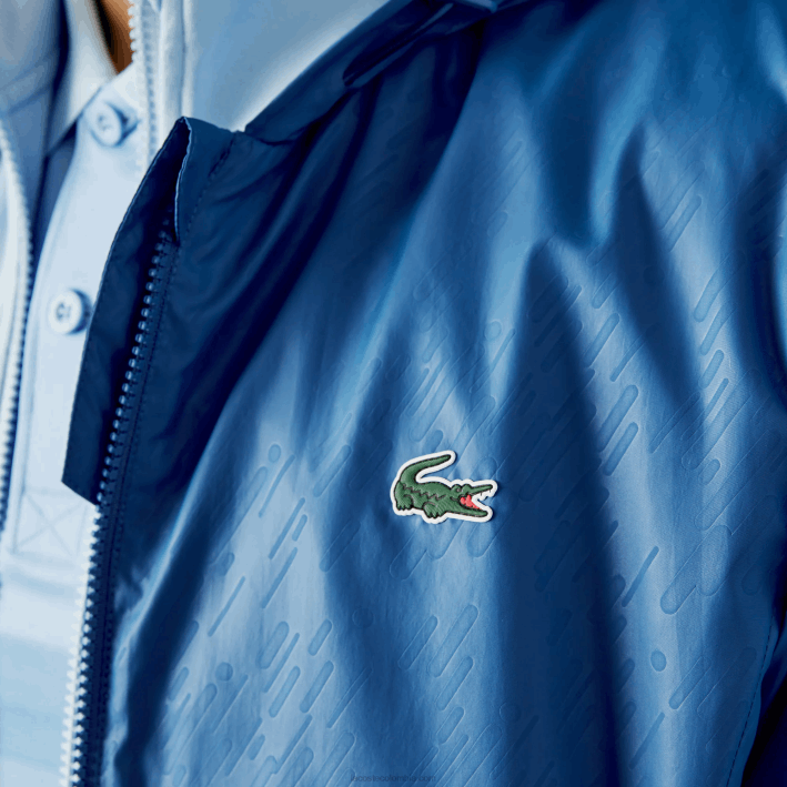 hombres Lacoste 6F241298 azul blanco q6t rompevientos sport novak djokovic repelente al agua