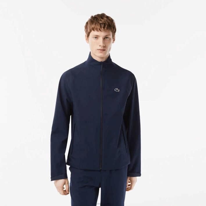 hombres Lacoste 6F24394 azul marino 423 cortavientos impermeable con cierre de cremallera de golf