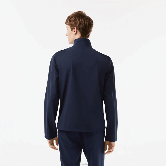 hombres Lacoste 6F24394 azul marino 423 cortavientos impermeable con cierre de cremallera de golf