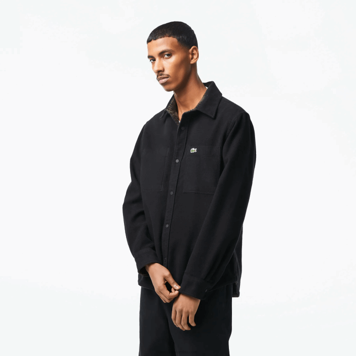 hombres Lacoste 6F241541 caqui verde blanco gby sobrecamisa reversible de franela de algodón hombres Lacoste 6F241541 caqui verde blanco gby sobrecamisa reversible de franela de algodón