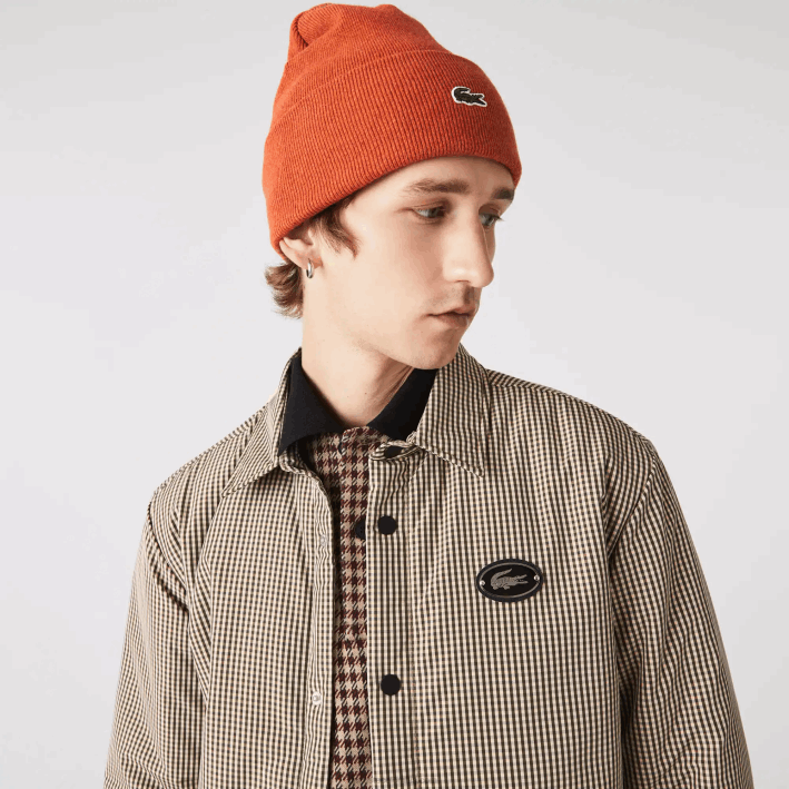 hombres Lacoste 6F241549 beige marino caqui verde 87e sobrecamisa repelente al agua con estampado de cuadros