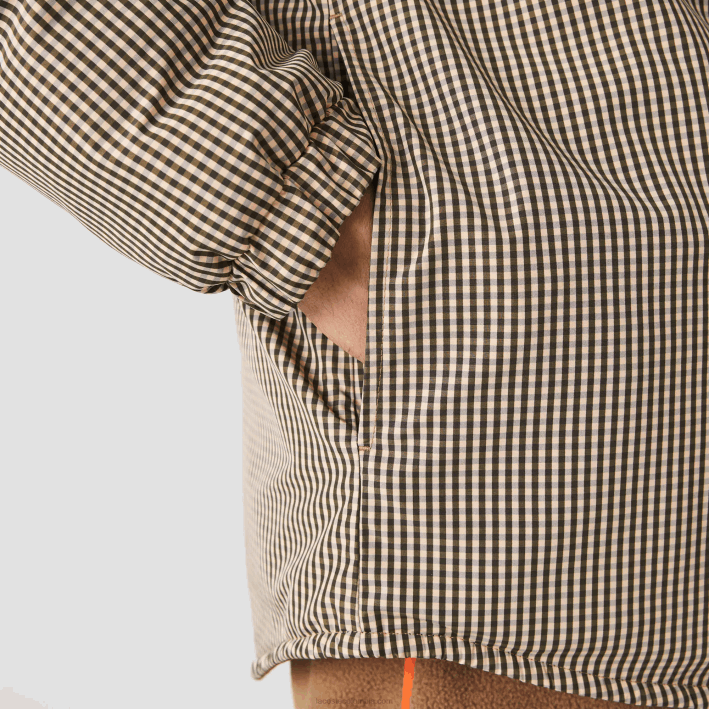 hombres Lacoste 6F241549 beige marino caqui verde 87e sobrecamisa repelente al agua con estampado de cuadros
