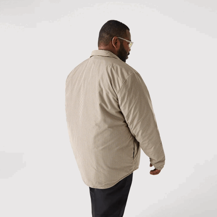 hombres Lacoste 6F241549 beige marino caqui verde 87e sobrecamisa repelente al agua con estampado de cuadros