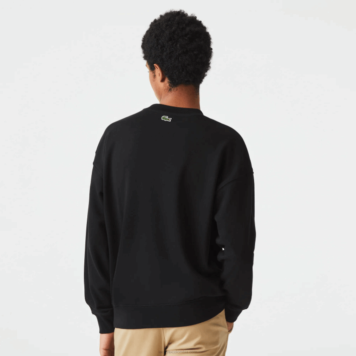 hombres Lacoste 6F241010 negro 031 sudadera holgada con monograma de la marca