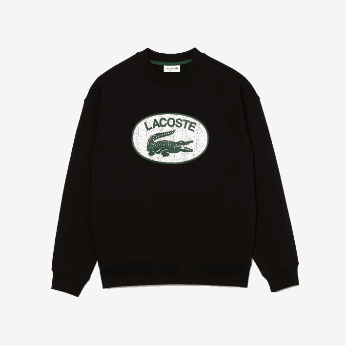 hombres Lacoste 6F241010 negro 031 sudadera holgada con monograma de la marca