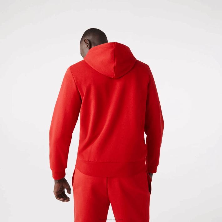 hombres Lacoste 6F241011 rojo 240 sudadera con cremallera y bolsillo canguro