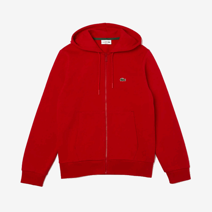 hombres Lacoste 6F241011 rojo 240 sudadera con cremallera y bolsillo canguro