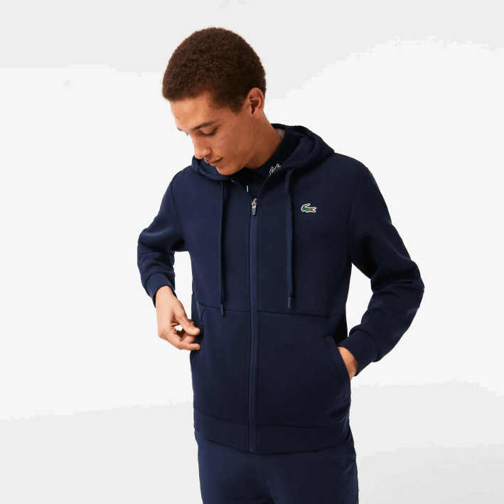 hombres Lacoste 6F241019 azul marino 423 sudadera con capucha y paneles de malla deportiva