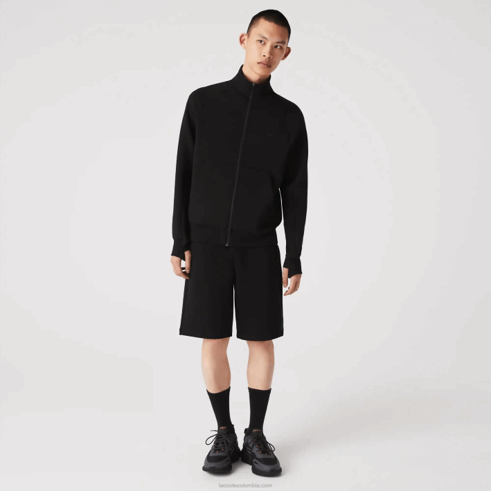hombres Lacoste 6F241023 negro 031 sudadera con cremallera y cuello alto en mezcla de algodón