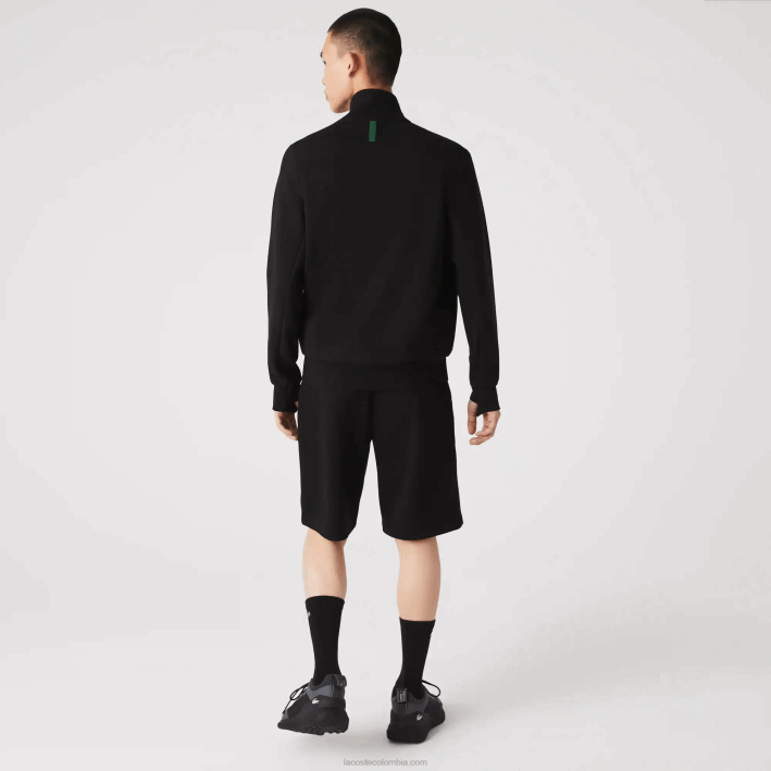 hombres Lacoste 6F241023 negro 031 sudadera con cremallera y cuello alto en mezcla de algodón