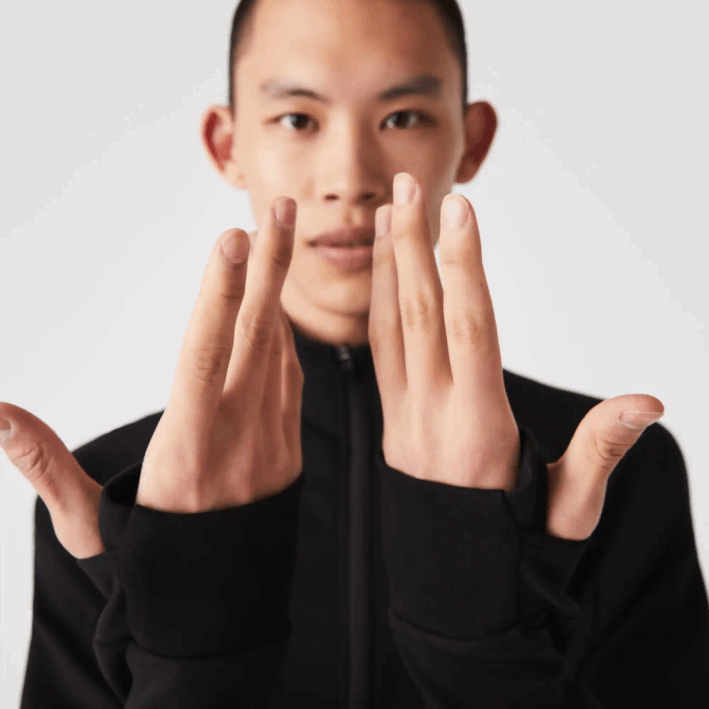 hombres Lacoste 6F241023 negro 031 sudadera con cremallera y cuello alto en mezcla de algodón