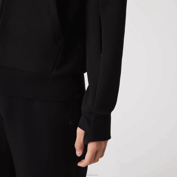 hombres Lacoste 6F241023 negro 031 sudadera con cremallera y cuello alto en mezcla de algodón