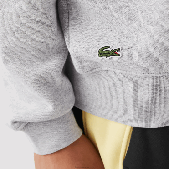 hombres Lacoste 6F241030 lomo gris cca sudadera con estampado de cocodrilo y cuello redondo