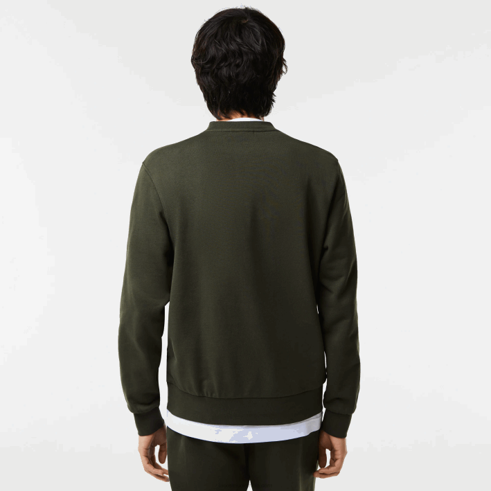 hombres Lacoste 6F241041 verde caqui s7t sudadera de corte clásico con letras en contraste