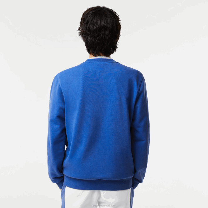 hombres Lacoste 6F241042 azul k1q sudadera de corte clásico con letras en contraste