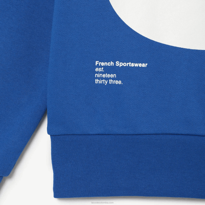 hombres Lacoste 6F241042 azul k1q sudadera de corte clásico con letras en contraste