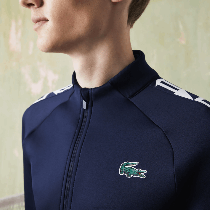 hombres Lacoste 6F241051 azul marino 166 sudadera sport estampada con cremallera