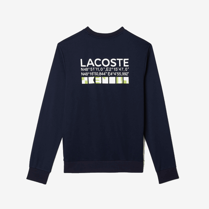 hombres Lacoste 6F241055 azul marino 166 sudadera de tenis con estampado deportivo
