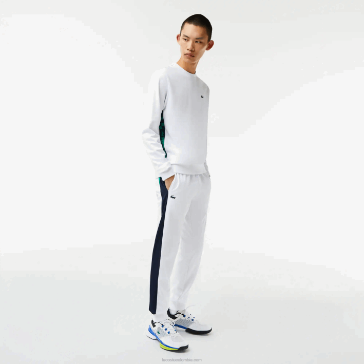 hombres Lacoste 6F241056 blanco 001 sudadera de tenis con estampado deportivo