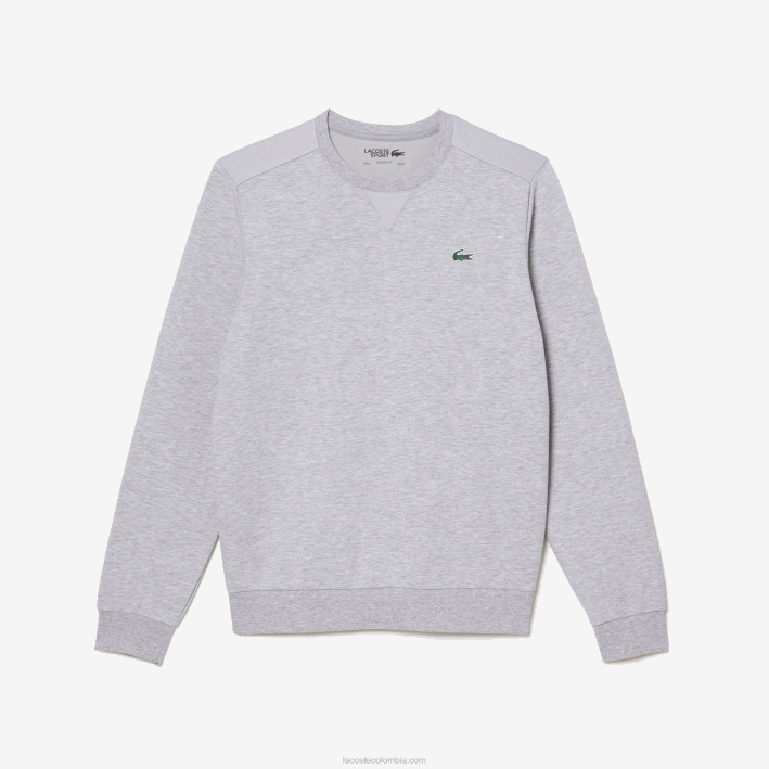 hombres Lacoste 6F241062 chino gris claro 9ya sudadera con paneles de malla deportiva