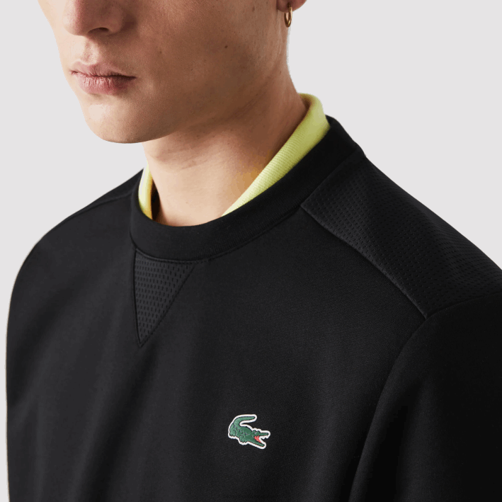 hombres Lacoste 6F241063 negro c31 sudadera con paneles de malla deportiva