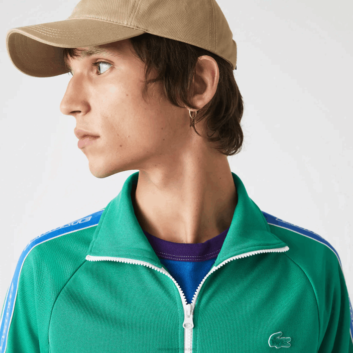 hombres Lacoste 6F241070 verde hd2 sudadera heritage con cuello alto y cremallera