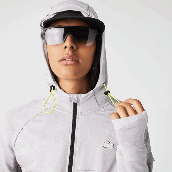 hombres Lacoste 6F241084 chino gris claro 9ya sudadera sport stretch con cremallera