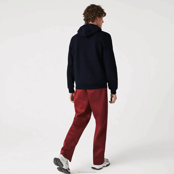 hombres Lacoste 6F241100 azul marino 166 banderines l sudadera polar de algodón con capucha