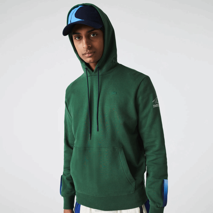hombres Lacoste 6F241123 verde azul marino nl7 sudadera sport x theo curin de algodón orgánico