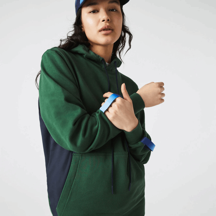 hombres Lacoste 6F241123 verde azul marino nl7 sudadera sport x theo curin de algodón orgánico