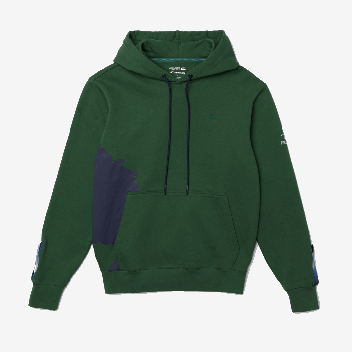 hombres Lacoste 6F241123 verde azul marino nl7 sudadera sport x theo curin de algodón orgánico