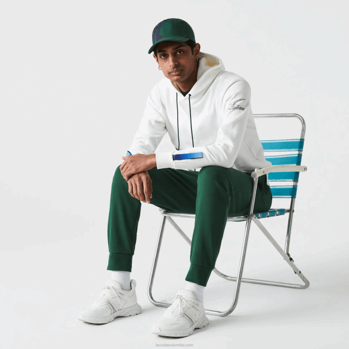 hombres Lacoste 6F241124 blanco azul marino verde ppj sudadera sport x theo curin de algodón orgánico