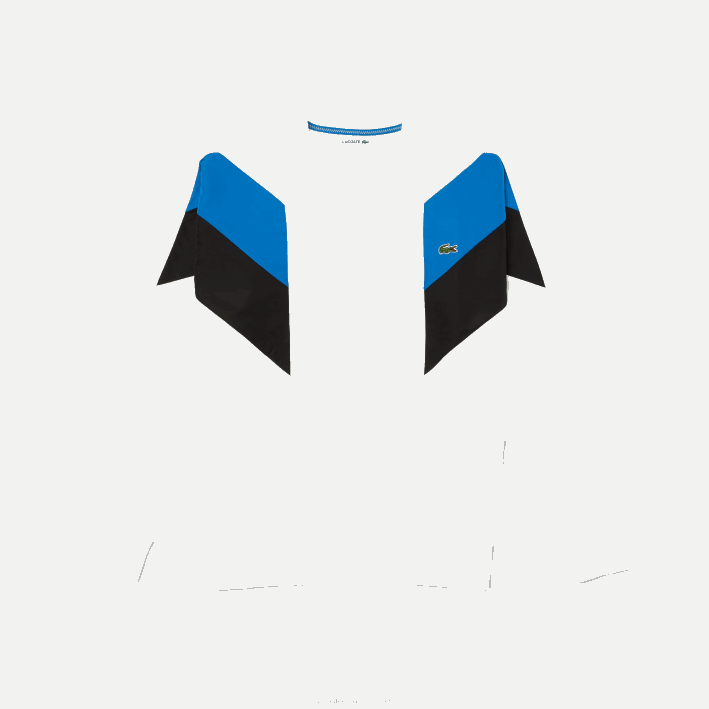 hombres Lacoste 6F241127 blanco azul negro wza sudadera con cuello redondo y diseño de bloques de colores