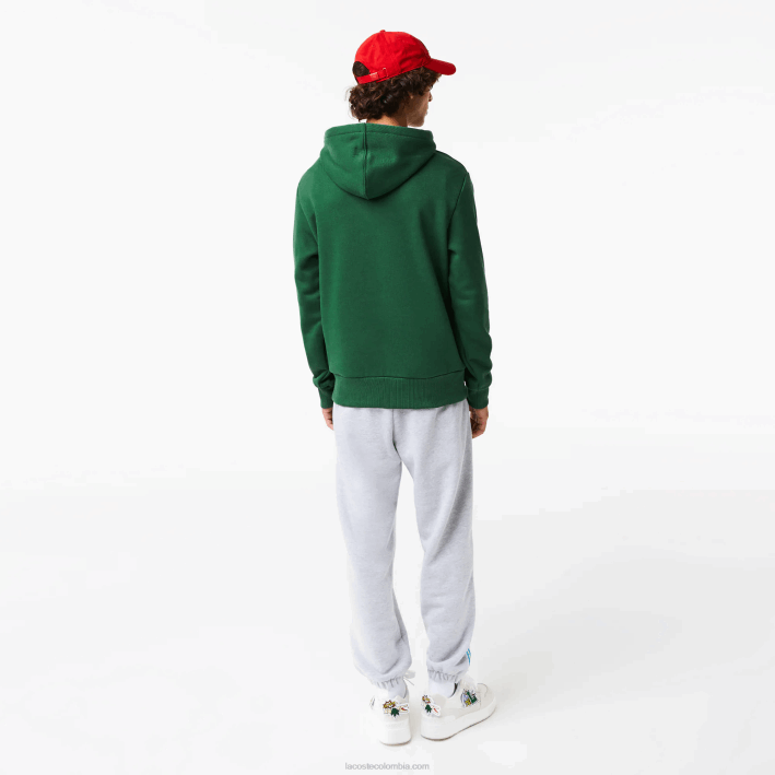 hombres Lacoste 6F241132 verde 132 sudadera con capucha y estampado de cómic