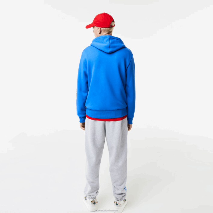 hombres Lacoste 6F241134 azul k1q sudadera con capucha y estampado de cómic