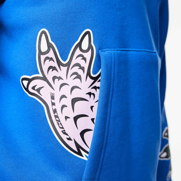 hombres Lacoste 6F241134 azul k1q sudadera con capucha y estampado de cómic