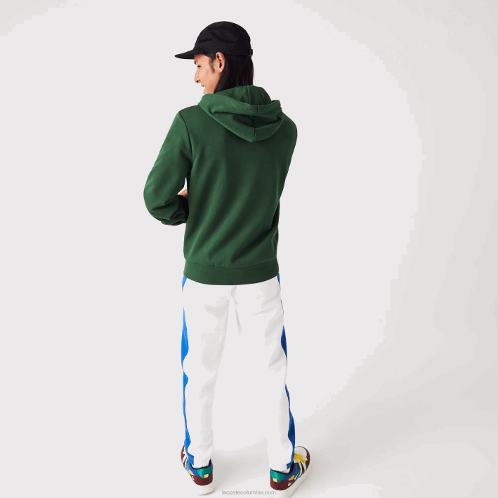 hombres Lacoste 6F241135 verde 132 sudadera con cremallera y bolsillo canguro