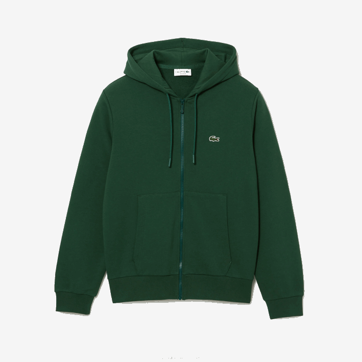 hombres Lacoste 6F241135 verde 132 sudadera con cremallera y bolsillo canguro