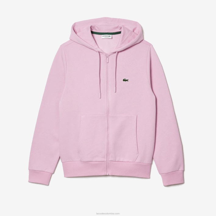 hombres Lacoste 6F241149 rosa z4h sudadera con cremallera y bolsillo canguro