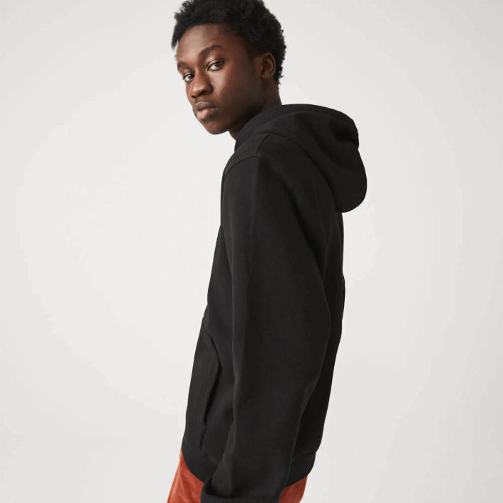 hombres Lacoste 6F241154 negro 031 sudadera con capucha y letras bordadas