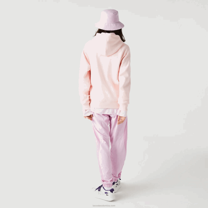 hombres Lacoste 6F241158 rosa claro t03 sudadera holgada de algodón orgánico con capucha