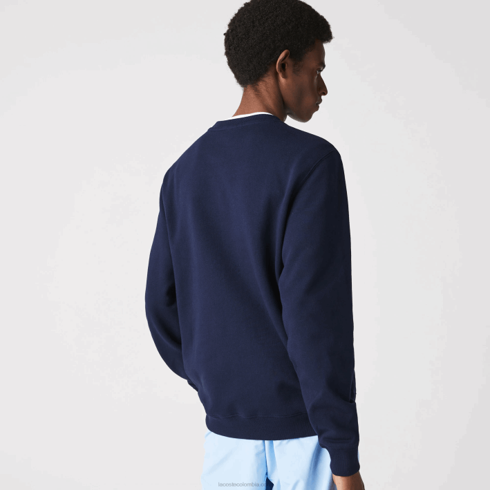hombres Lacoste 6F241160 azul marino 166 sudadera con cuello redondo y logo