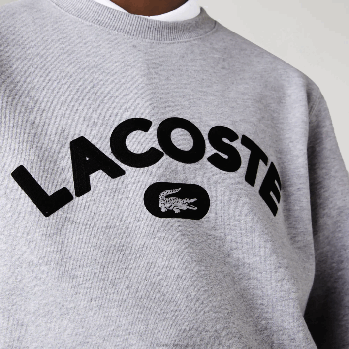 hombres Lacoste 6F241161 lomo gris cca sudadera con cuello redondo y logo