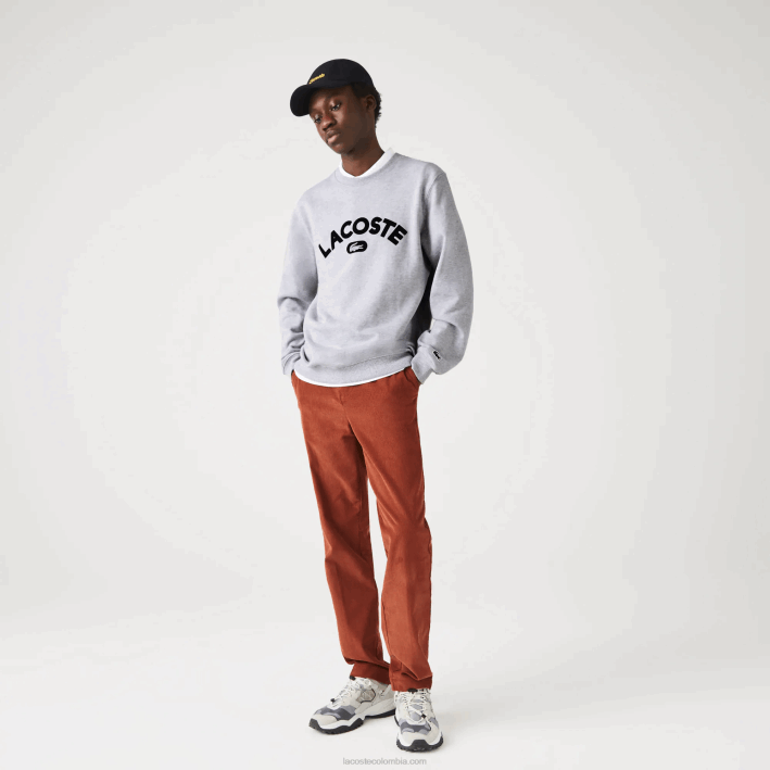 hombres Lacoste 6F241161 lomo gris cca sudadera con cuello redondo y logo