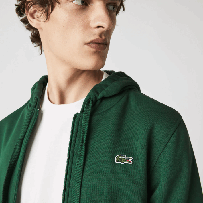 hombres Lacoste 6F241163 verde s30 sudadera con capucha deportiva ligera de dos materiales
